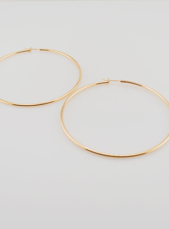 Pendientes de aro chapados en oro - 70 mm (pic 2)