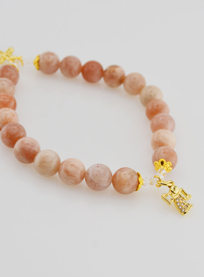 Pulsera de Piedra Solar de 8 mm - Ángel y Cruz (pic 4)