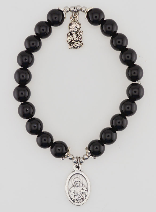 Pulsera de Ágata Negra de 8 mm - Nuestra Señora del Monte Carmelo (pic 1)