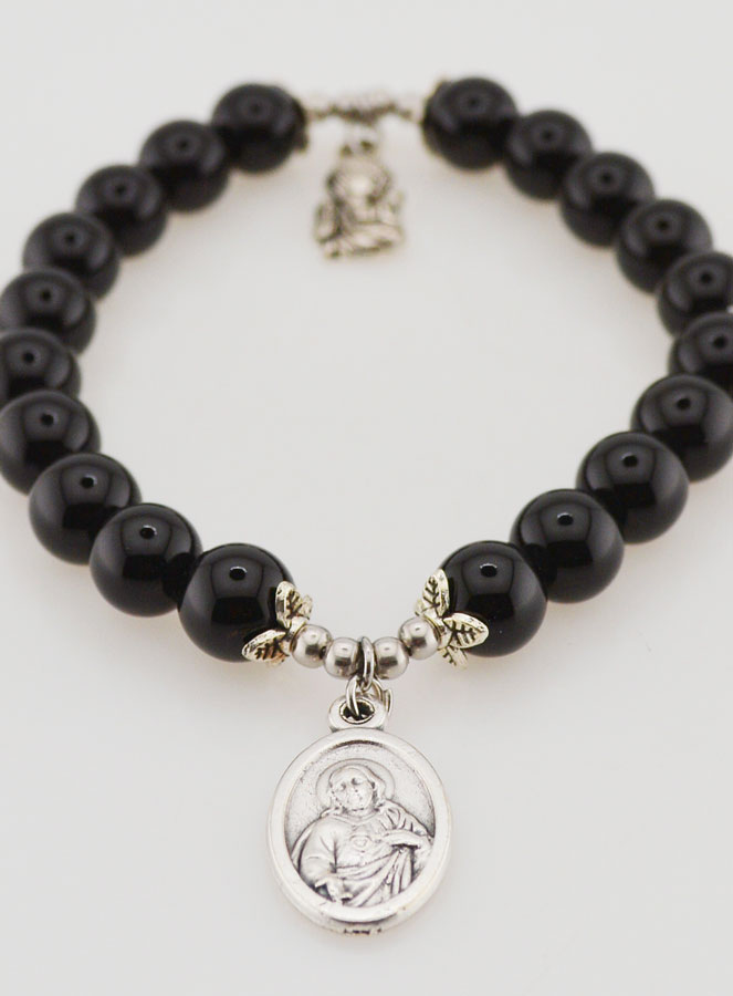 Pulsera de Ágata Negra de 8 mm - Nuestra Señora del Monte Carmelo (pic 2)