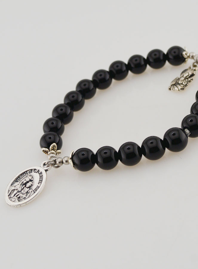 Pulsera de Ágata Negra de 8 mm - Nuestra Señora del Monte Carmelo (pic 3)