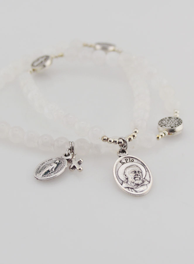 Pulsera Rosario de Piedra de Luna – San Benito y Padre Pío (pic 2)