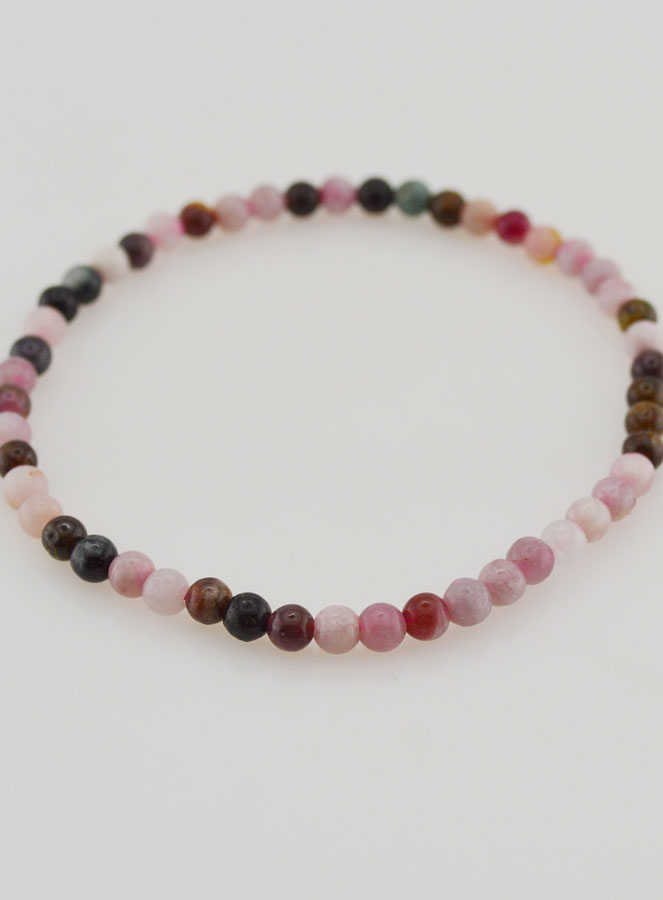 Pulsera en piedra natural de turmalina multicolor - 4 mm (pic 2)