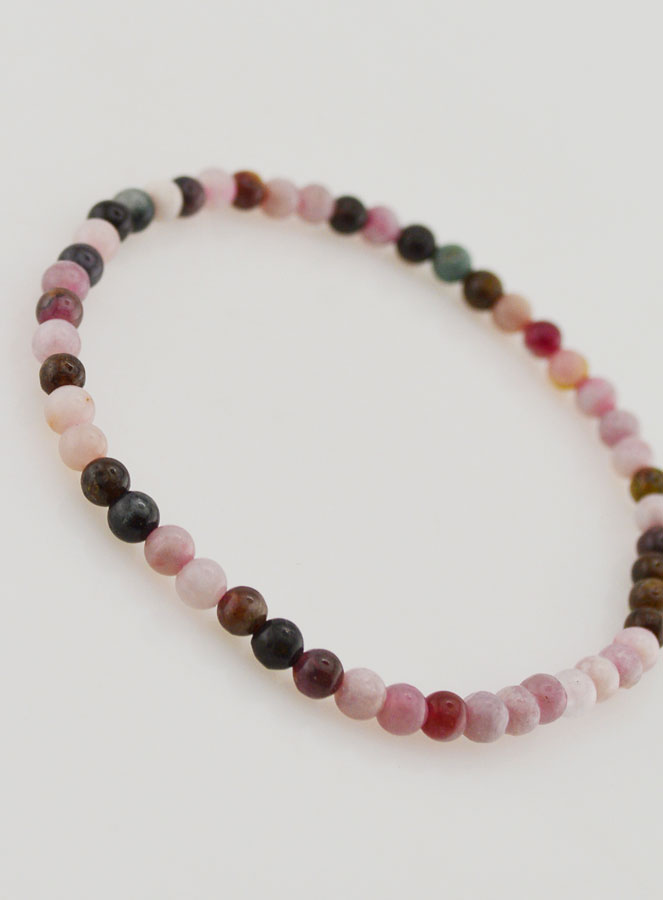 Pulsera en piedra natural de turmalina multicolor - 4 mm (pic 3)