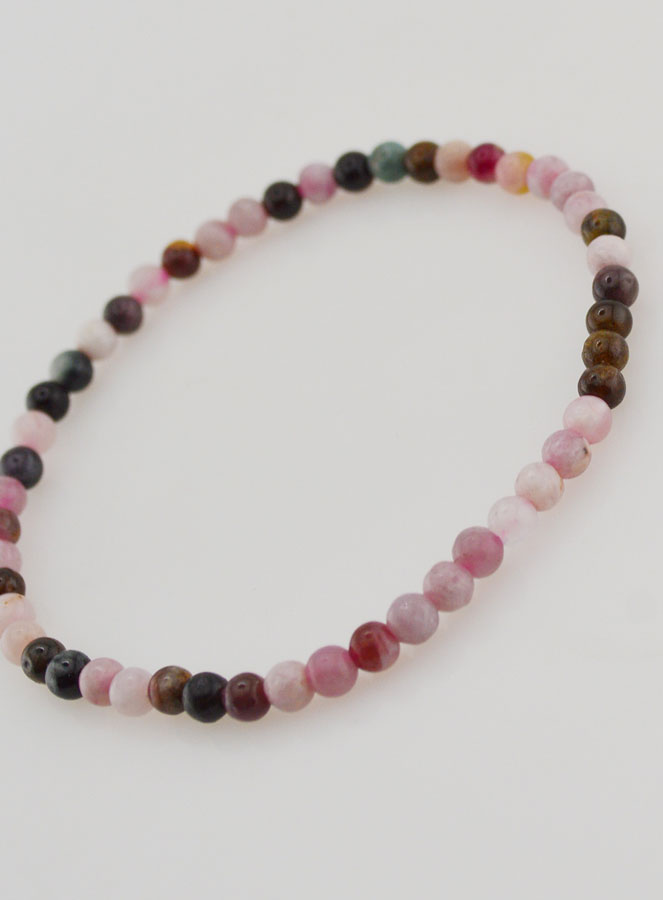 Pulsera en piedra natural de turmalina multicolor - 4 mm (pic 4)