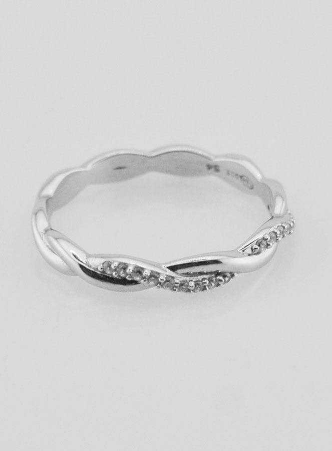 Anillo de alianza entrelazada de plata de ley - Talla 54 (pic 1)