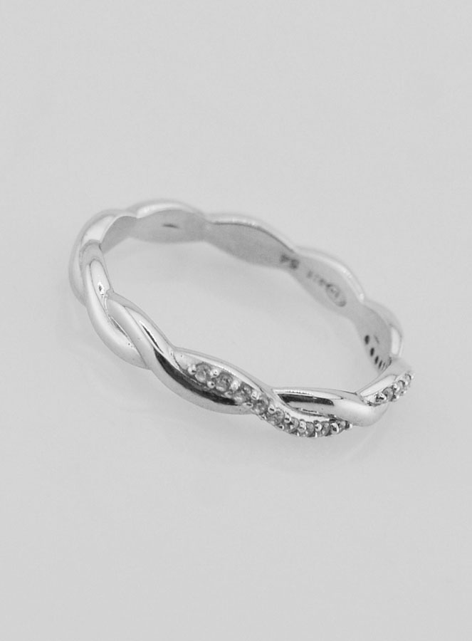 Anillo de alianza entrelazada de plata de ley - Talla 54 (pic 2)
