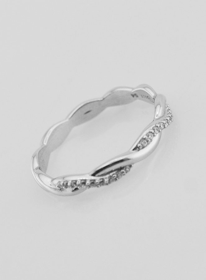 Anillo de alianza entrelazada de plata de ley - Talla 54 (pic 3)