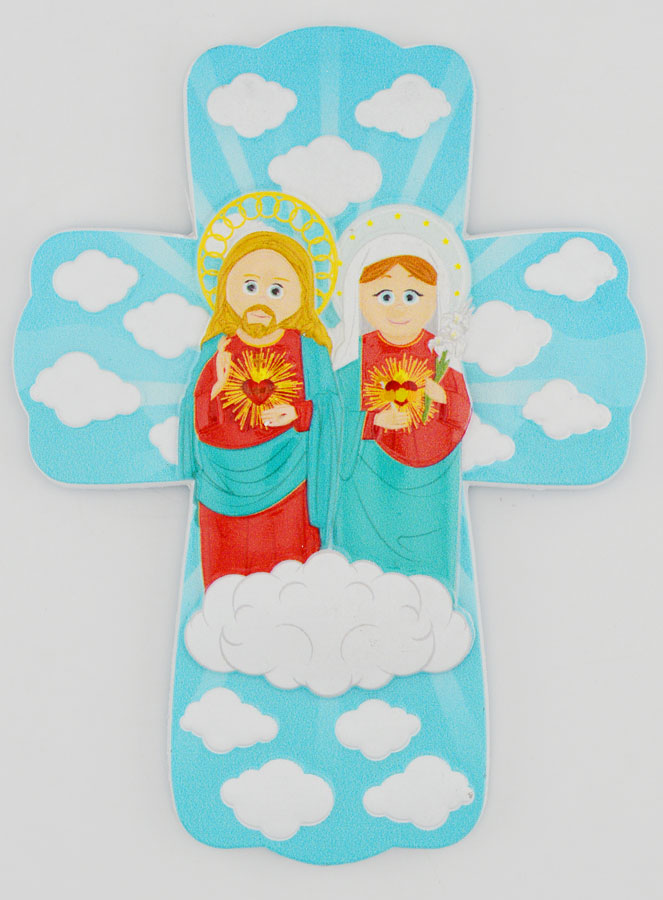 Cruz Infantil Colgante - Sagrados Corazones de Jesús y María (pic 1)