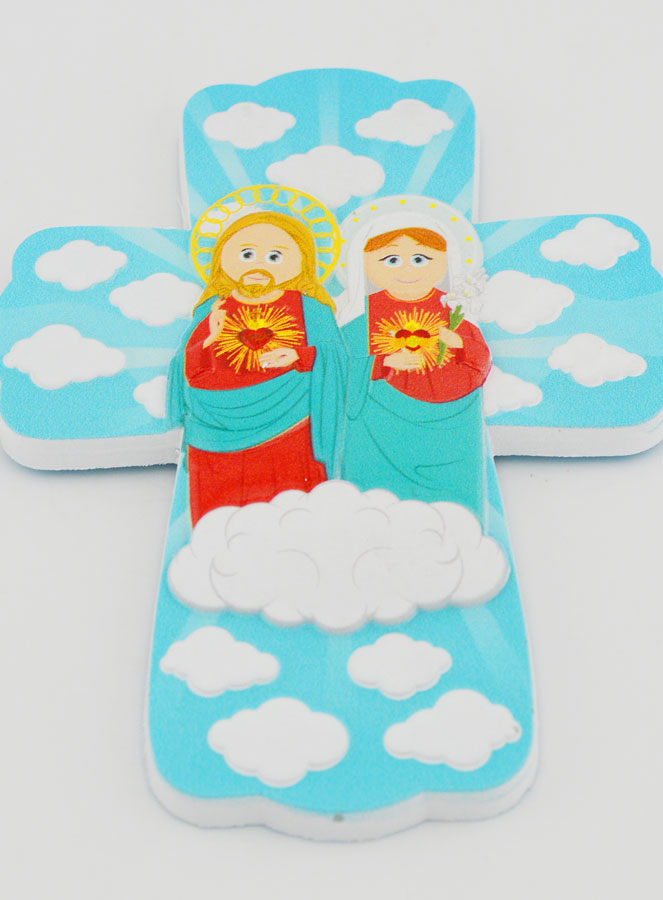 Cruz Infantil Colgante - Sagrados Corazones de Jesús y María (pic 2)