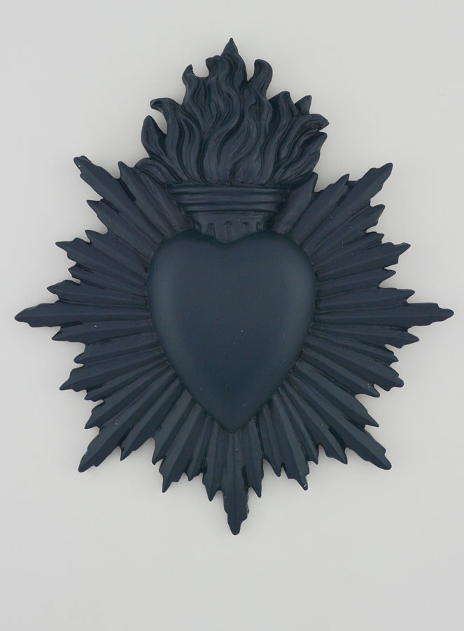 Mural Ex voto Corazón Radiante 17 cm - Azul Grisáceo (pic 1)