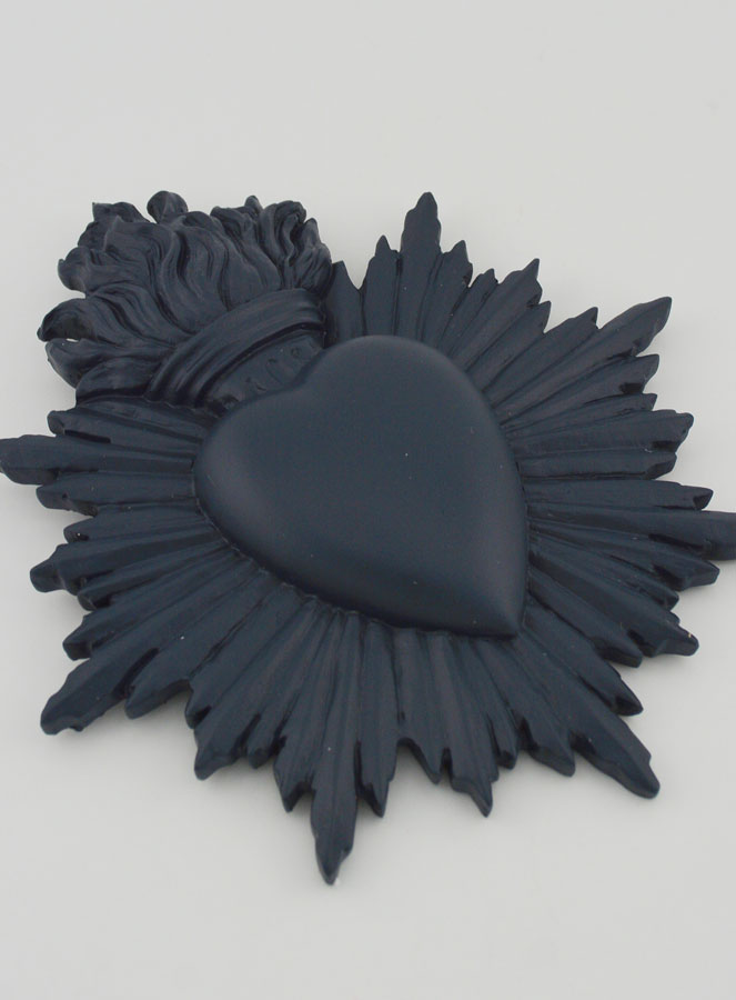 Mural Ex voto Corazón Radiante 17 cm - Azul Grisáceo (pic 3)