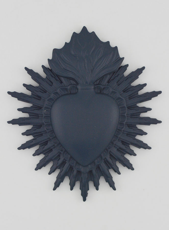 Mural Ex voto Corazón Radiante 11 cm - Azul Grisáceo (pic 1)