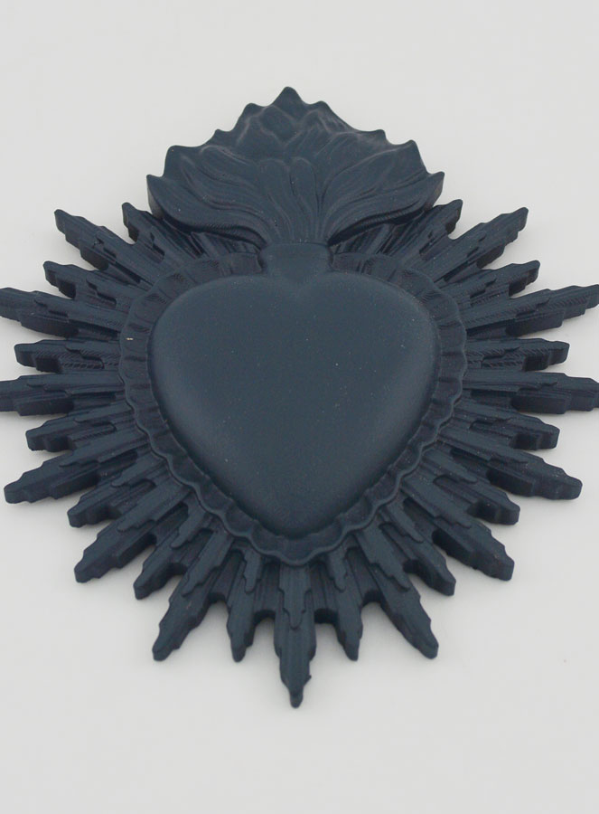 Mural Ex voto Corazón Radiante 11 cm - Azul Grisáceo (pic 2)