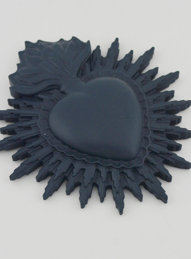 Mural Ex voto Corazón Radiante 11 cm - Azul Grisáceo (pic 3)