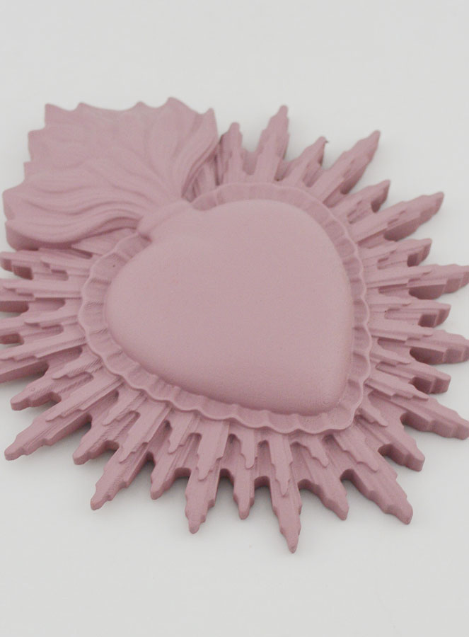 Mural Ex voto Corazón Radiante 11 cm - Rosa (pic 3)
