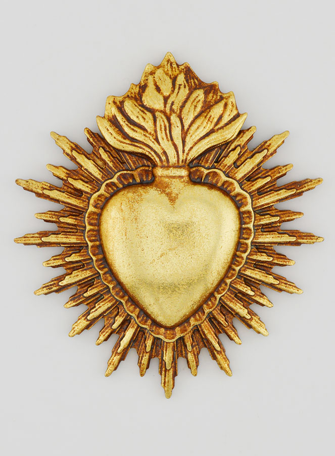 Mural Ex Voto Corazón Radiante 11cm - Dorado (pic 1)