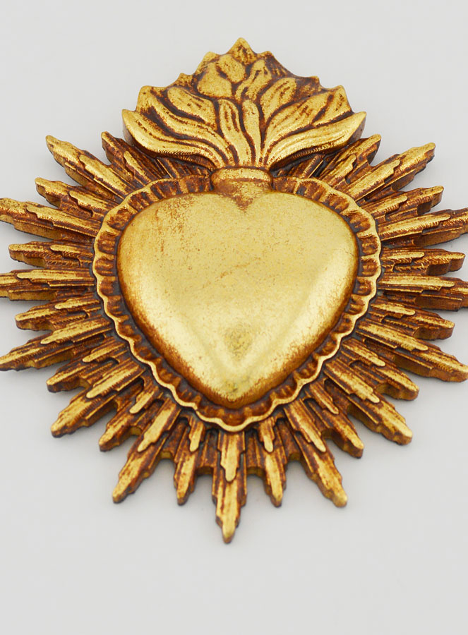 Mural Ex Voto Corazón Radiante 11cm - Dorado (pic 2)