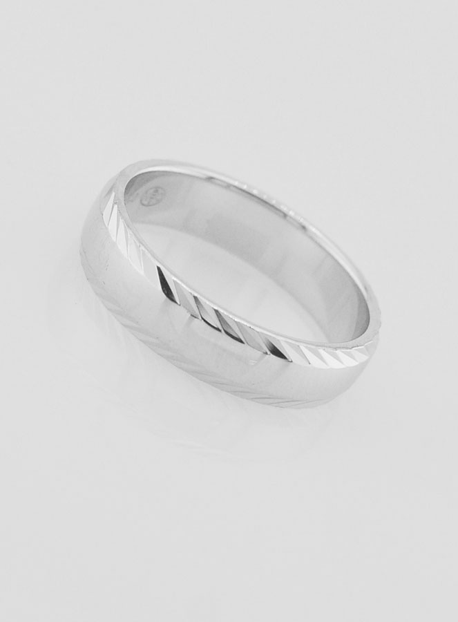 Anillo de bodas de plata de ley rodiada con detalle cincelado - Talla 56 (pic 2)