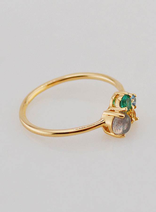 Anillo de Labradorita bañado en Oro y Circonitas - Talla 54 (pic 3)