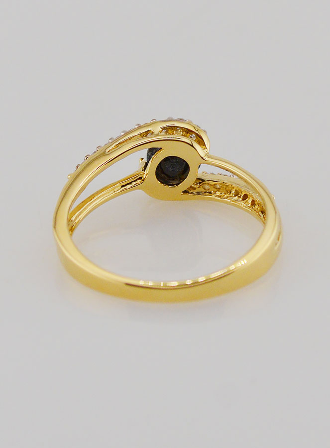 Anillo de zafiro bañado en oro y circonita - Talla 54 (pic 4)