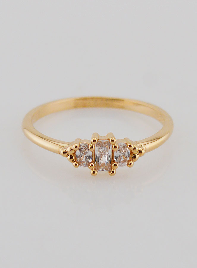 Anillo bañado en oro de la Trinidad en circonitas  - Talla 54 (pic 1)