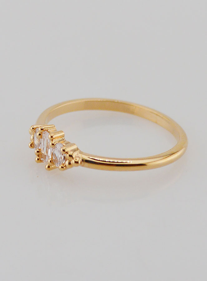 Anillo bañado en oro de la Trinidad en circonitas  - Talla 54 (pic 2)