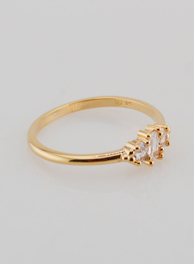 Anillo bañado en oro de la Trinidad en circonitas  - Talla 54 (pic 3)