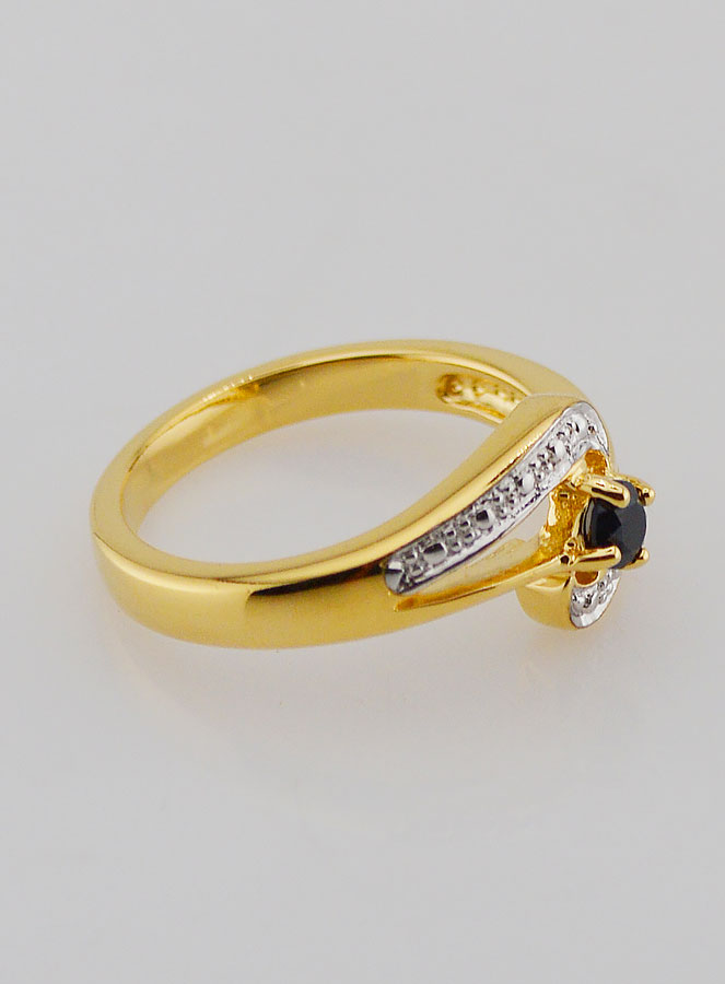Anillo bañado en oro de zafiro y circonita - Talla 54 (pic 3)