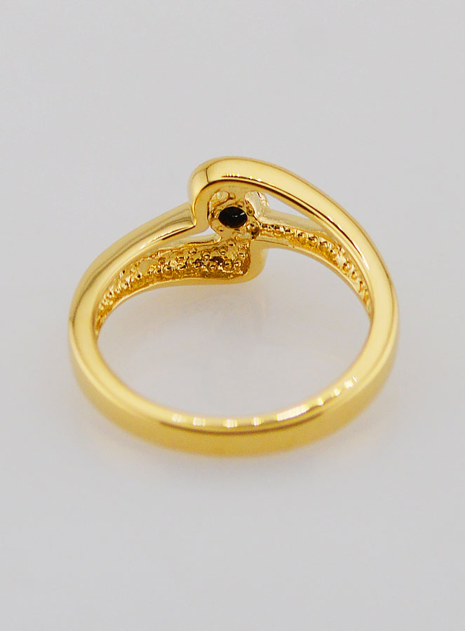 Anillo bañado en oro de zafiro y circonita - Talla 54 (pic 4)