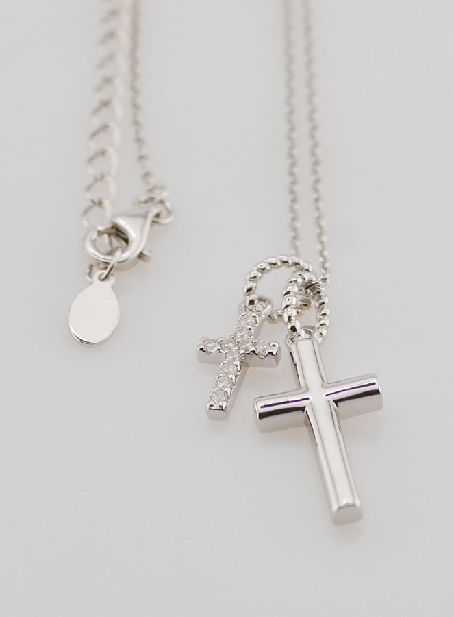 Collar religioso con colgantes de cruz - Plata 925 (pic 3)