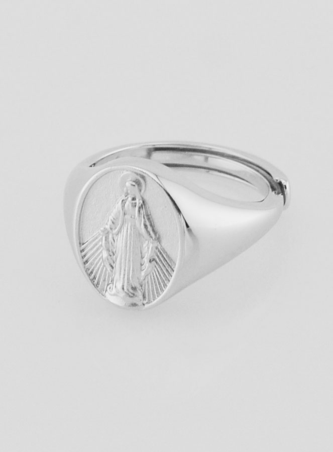 Anillo de sello de plata de la Virgen Milagrosa - Talla 46-52 (pic 2)