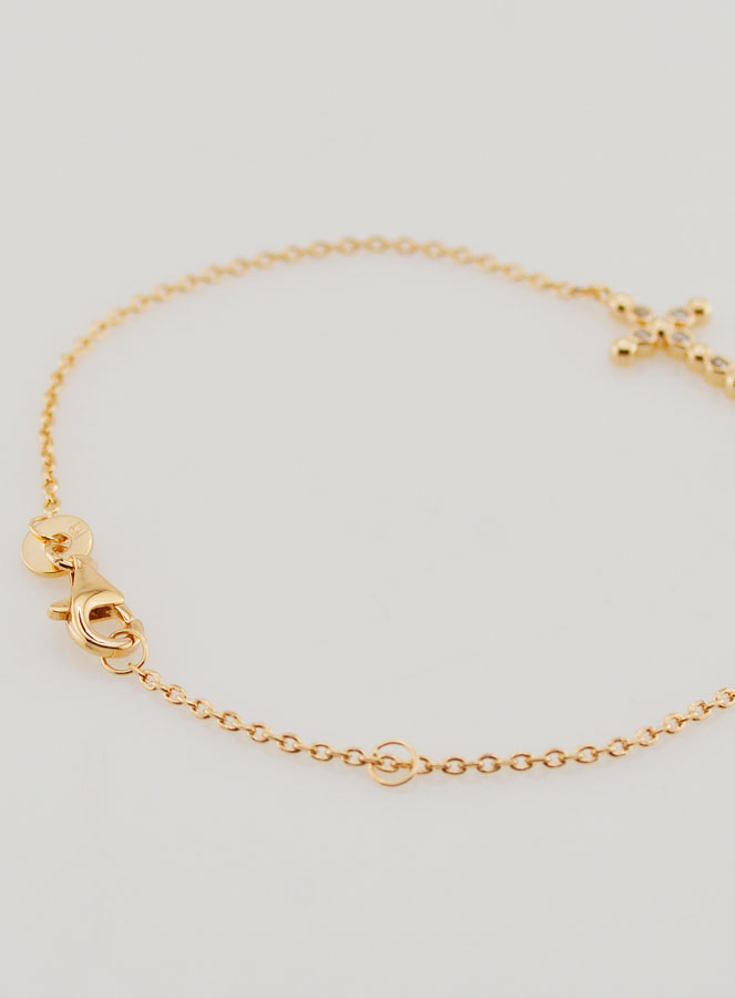 Pulsera religiosa bañada en oro - Cruz de circonita redonda (pic 3)