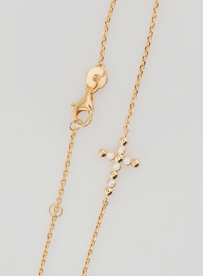 Pulsera religiosa bañada en oro - Cruz de circonita redonda (pic 4)