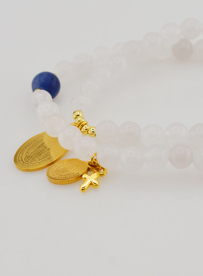 Pulsera Rosario en Piedras de Jade Blanco y Sodalita - Nuestra Sra. de Guadalupe (pic 3)