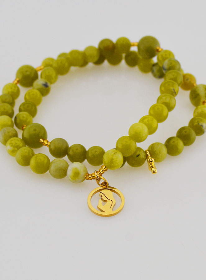 Pulsera Rosario de Jade Verde y Virgen María (pic 2)