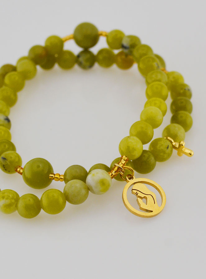Pulsera Rosario de Jade Verde y Virgen María (pic 3)
