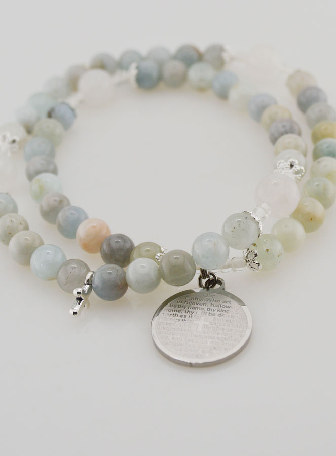 Pulsera Rosario de Aguamarina y del Padre Nuestro (pic 2)