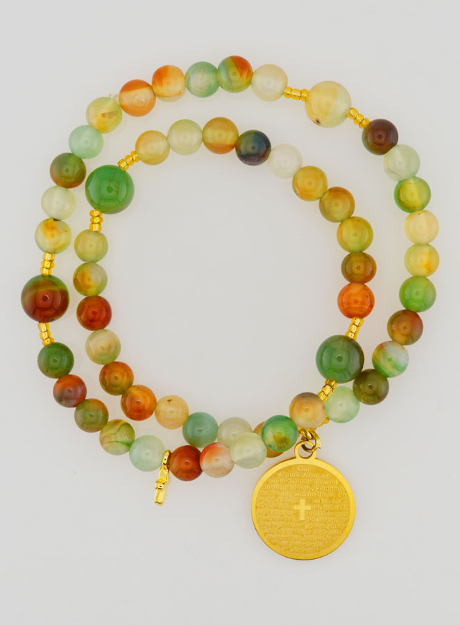 Pulsera Rosario en Piedra Natural de Ágata y Padre Nuestro (pic 1)