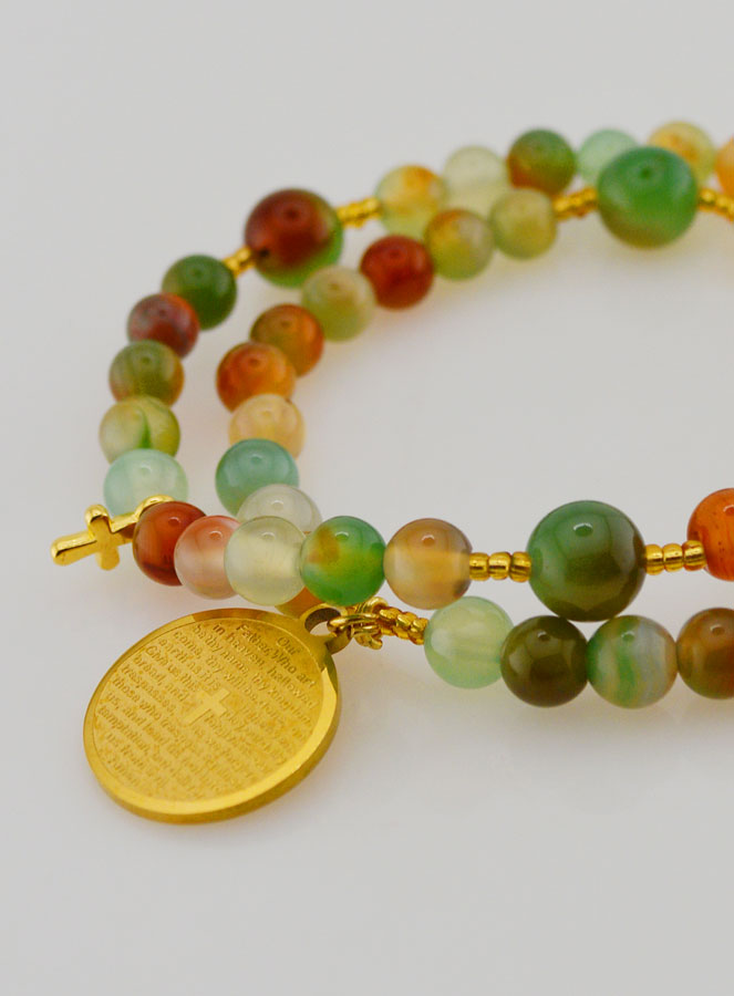 Pulsera Rosario en Piedra Natural de Ágata y Padre Nuestro (pic 4)
