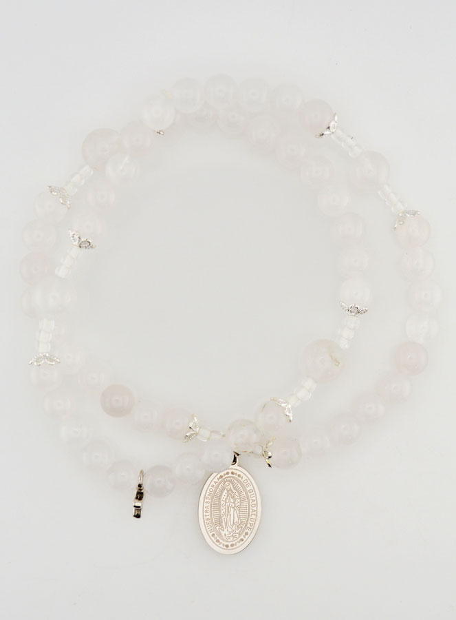Pulsera Rosario en Piedras de Jade Blanco - Nuestra Sra. de Guadalupe (pic 1)