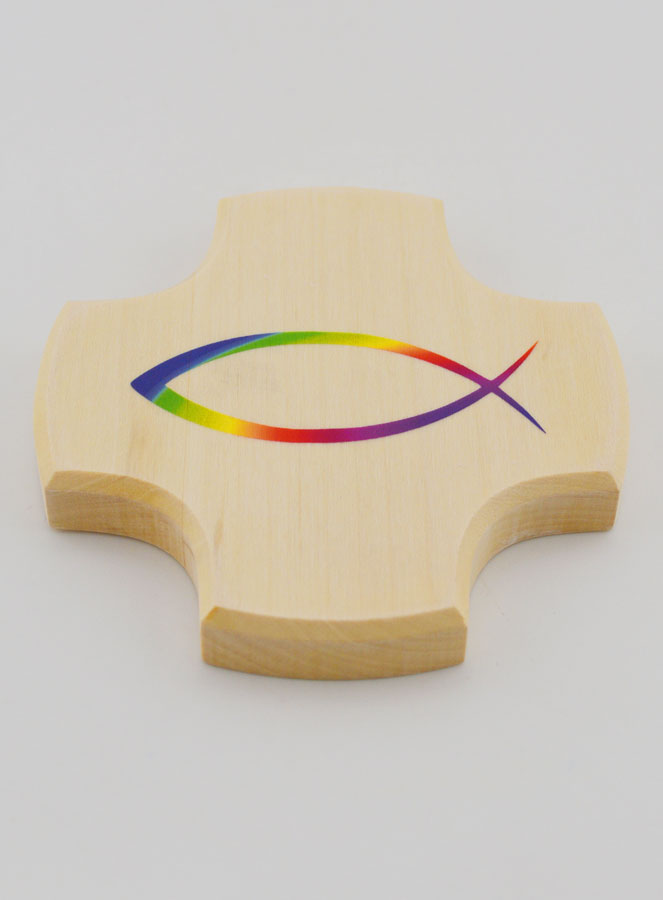 Cruz de Madera de Arce - Pez Ichtus Cristiano (pic 2)