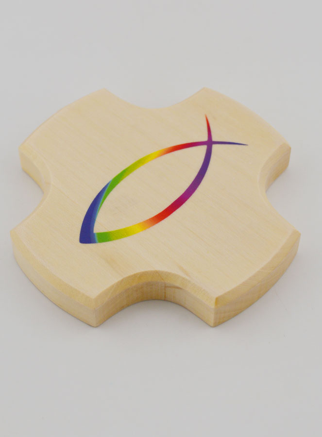 Cruz de Madera de Arce - Pez Ichtus Cristiano (pic 3)