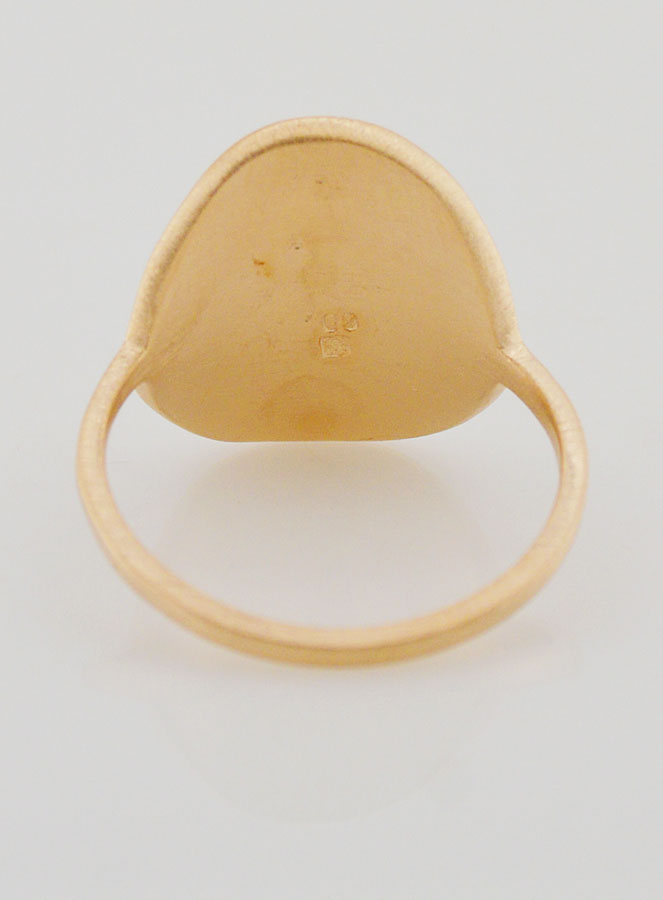 Anillo con Cruz de Cristo Tallada - Bañado en Oro - Talla 60 (pic 4)