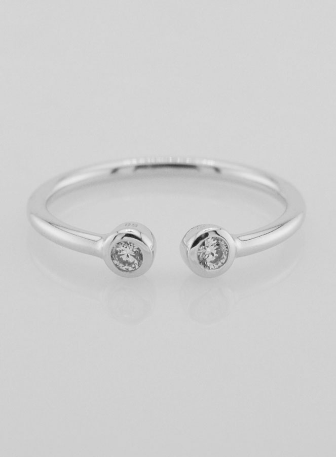 Anillo Abierto en Plata y Circonitas – T58 (pic 1)
