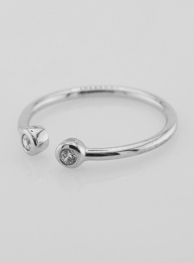 Anillo Abierto en Plata y Circonitas – T60 (pic 2)