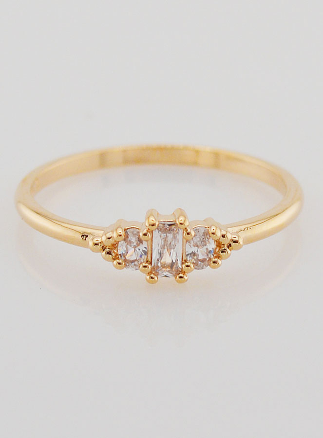 Anillo de circonita Trinidad bañado en oro - T58 (pic 1)