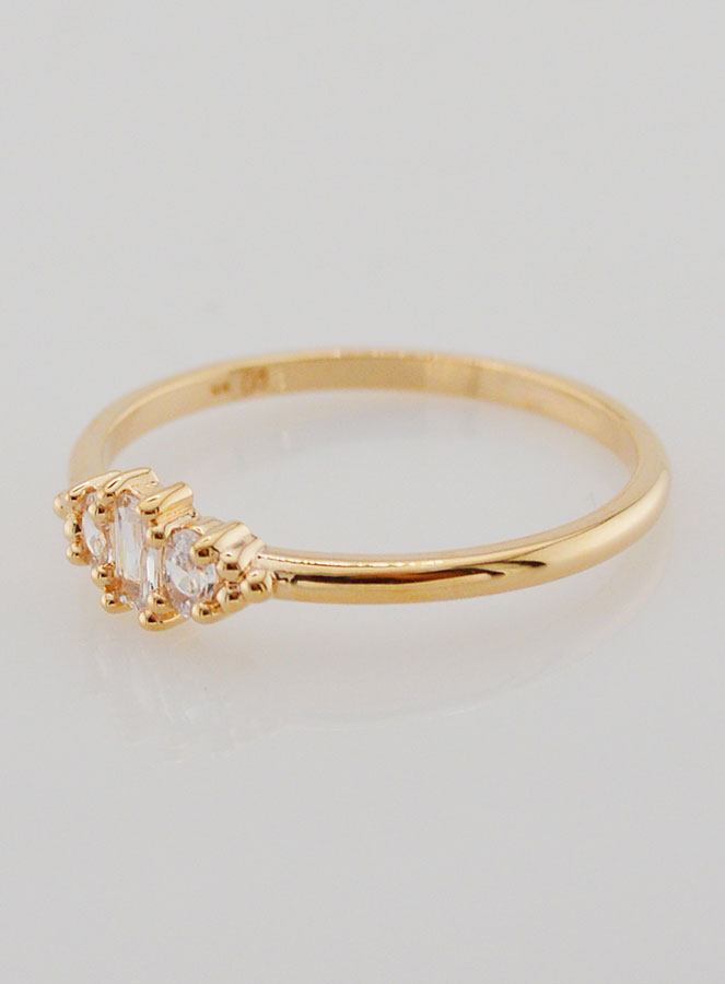 Anillo de circonita Trinidad bañado en oro - T58 (pic 2)