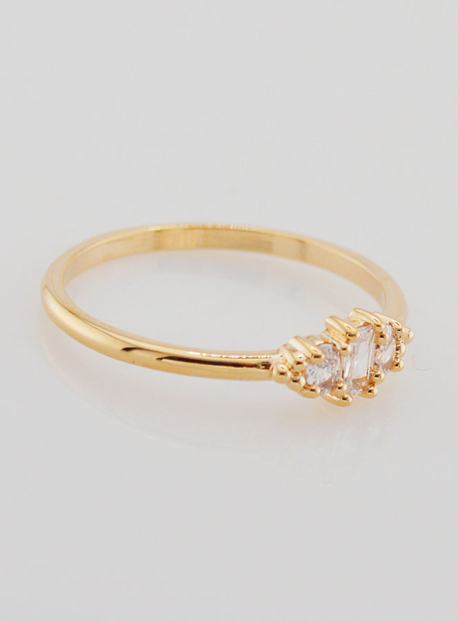Anillo de circonita Trinidad bañado en oro - T58 (pic 3)