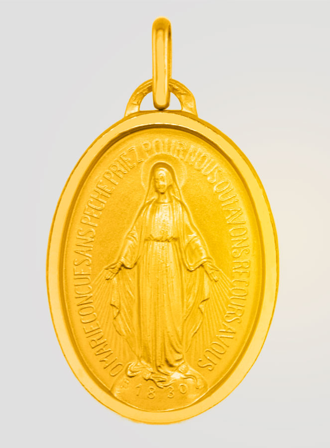Medalla Milagrosa Dorada en oro fino de 24 quilates - 19 mm (pic 1)